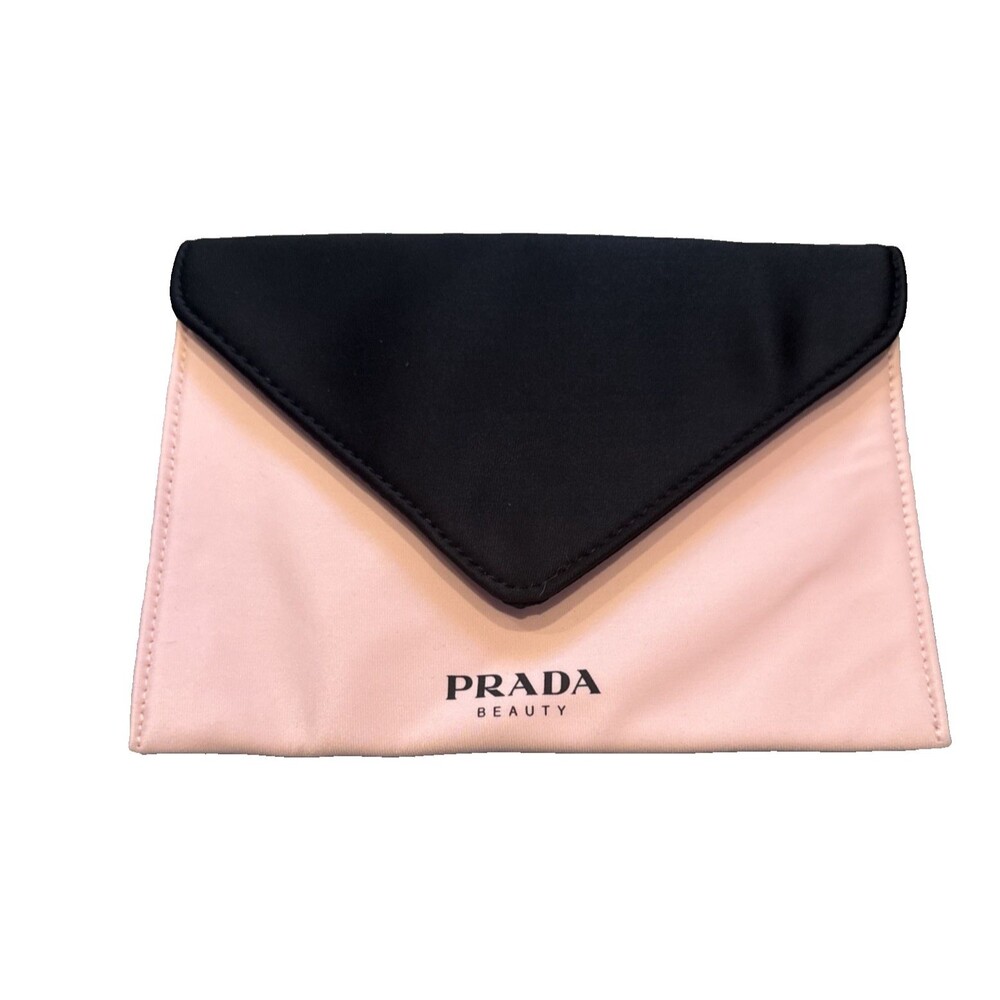 NWT Prada Beauty Color Block Cosmetic Envelope Clutch Bag Pink Black